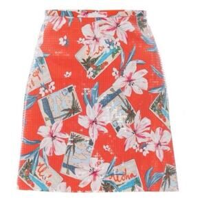 NWT Le Superbe Postcard Mini Skirt in Red Aloha